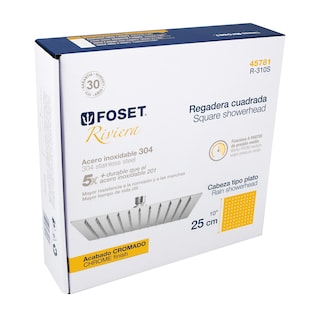 Foto 3 | Regadera Cromo 10'' Foset R-310S color Cromo Plato Cuadrado Delgado sin Brazo