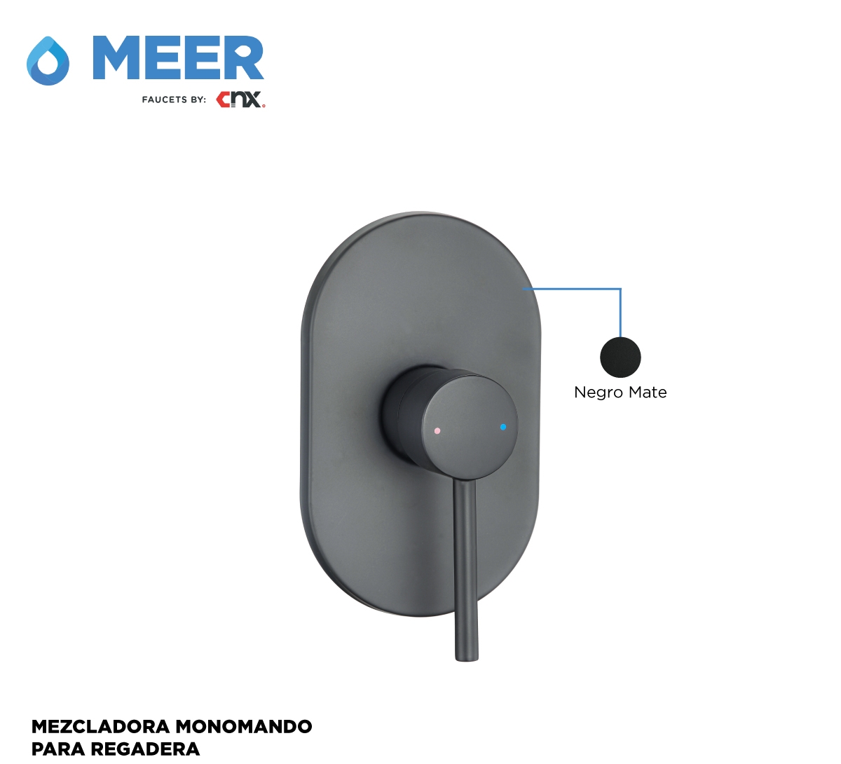 Foto 8 pulgar | Kit Regadera Cuadrada con Cuello + Mezcladora Monomando para Regadera Meer-CNX MZR-008M + RCT104 Negros