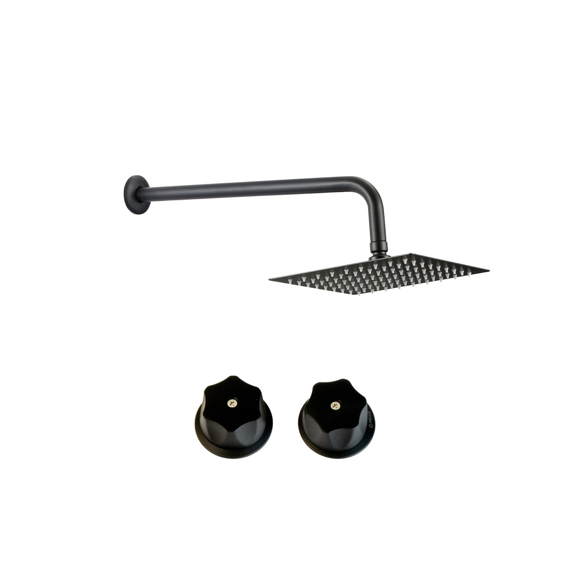 Kit Regadera Cuadrada con Cuello + Juego de Manerales para Regadera Meer-CNX RCT104 + MAN-005 Negros $799