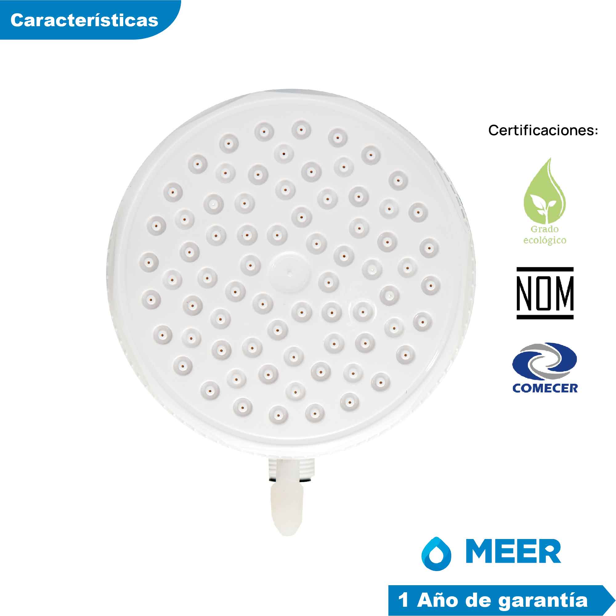 Foto 4 | Regadera Eléctrica Meer-CNX RCTE302 Blanca 4 Temperaturas 5500w + Accesorios