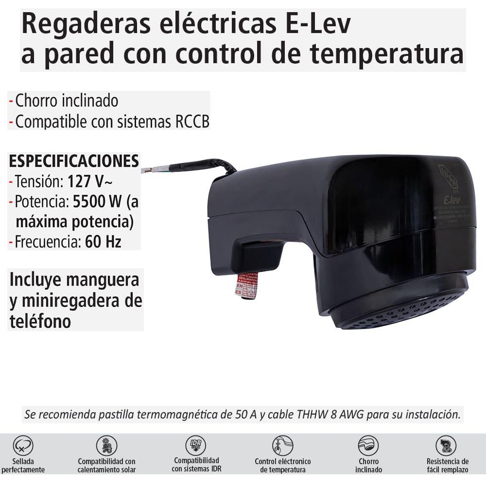 Foto 6 pulgar | Regadera Electrónica De Temperatura Progresiva, Negra, Iusa Rain
