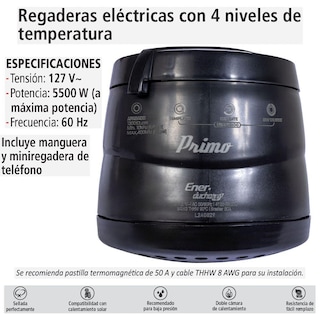 Foto 4 | Regadera Eléctrica De 4 Temperaturas Primo Esencial, Iusa Negra