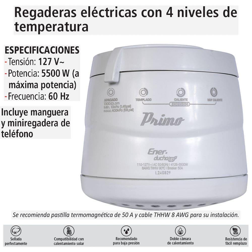 Foto 5 pulgar | Regadera Eléctrica De 4 Temperaturas, Primo Esencial, Iusa, Blanco