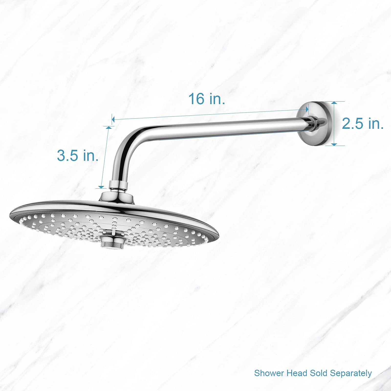 Foto 5 | Brazo De Ducha Offo De 16 Pulgadas, Montaje En Pared, Acero Inoxidable Cromado - Venta Internacional.