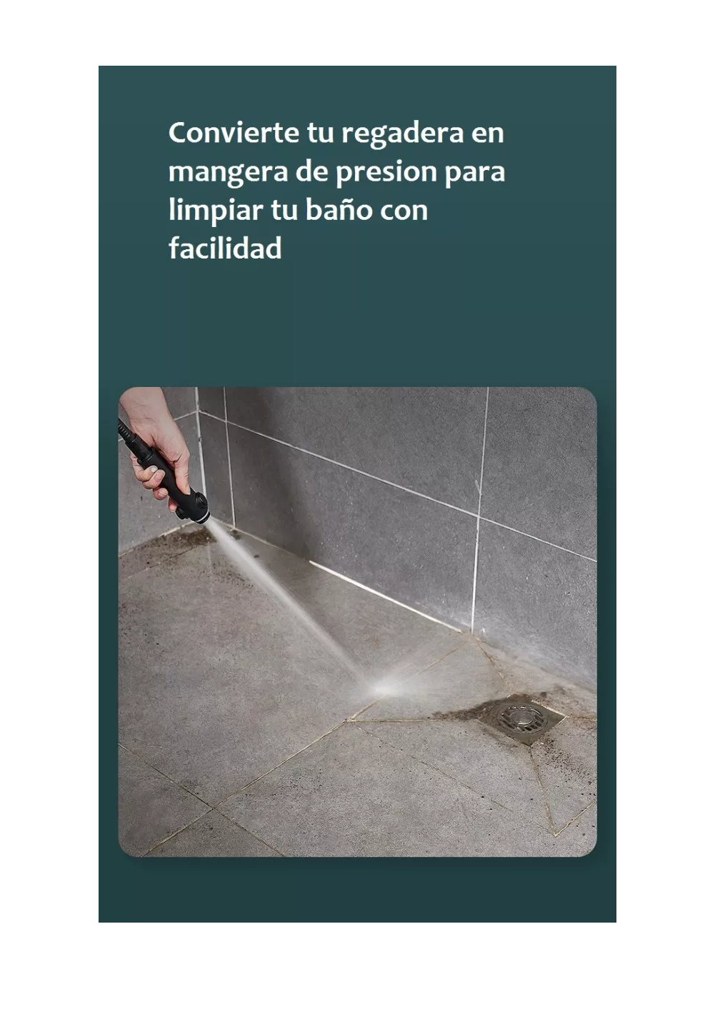 Foto 4 pulgar | Regadera Kit De Ducha Tipo Telefono De Mano Acero Inoxidable Negra