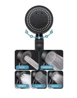 Foto 5 | Regadera Kit De Ducha Tipo Telefono De Mano Acero Inoxidable Negra