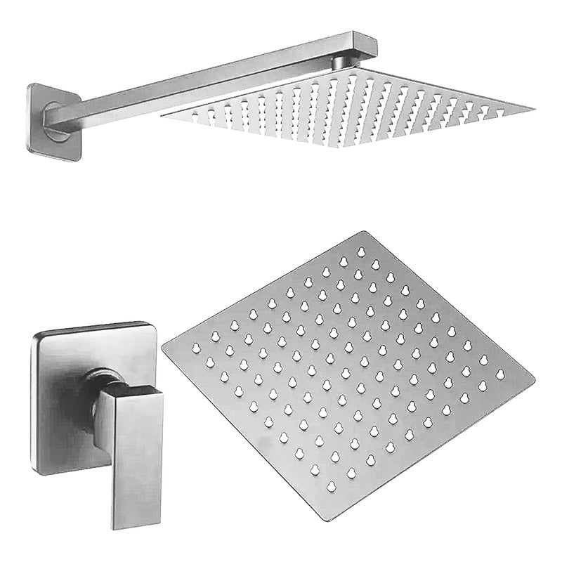 Foto 4 pulgar | Regadera Cuadrada Lluvia Acero Inox 20cm C/ Monomando Y Tubo - Color Plateado