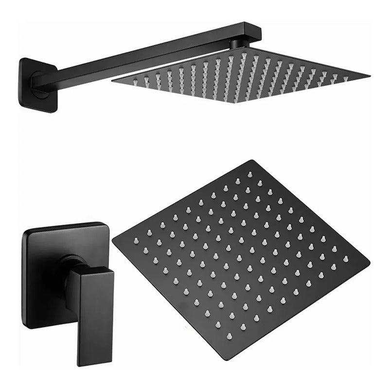 Foto 4 pulgar | Regadera Cuadrada Lluvia Acero Inox 20cm C/ Monomando Y Tubo - Color Negro