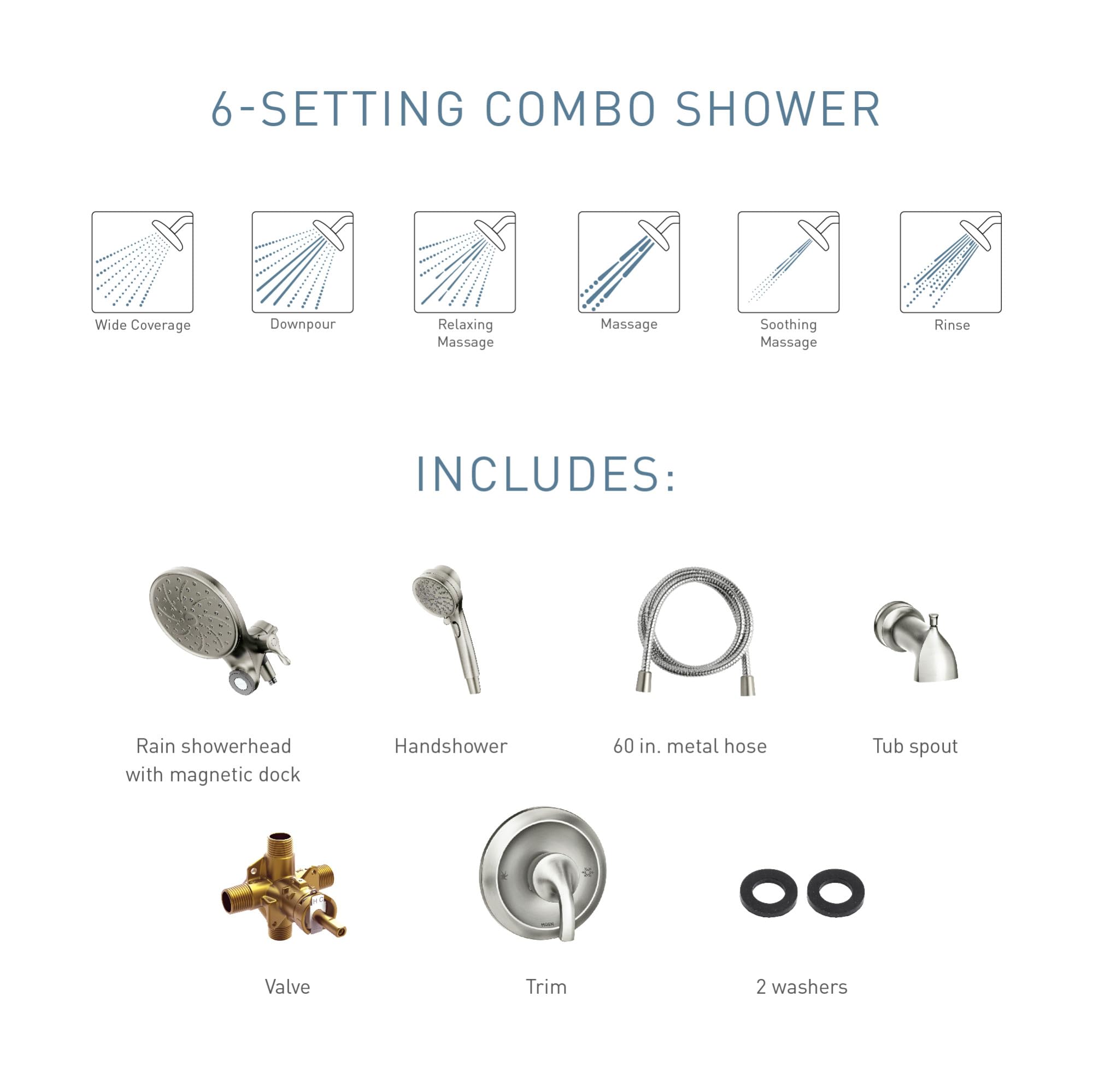 Foto 7 | Combo De Ducha Moen Engage Magnetix Chrome 82304 - Venta Internacional.