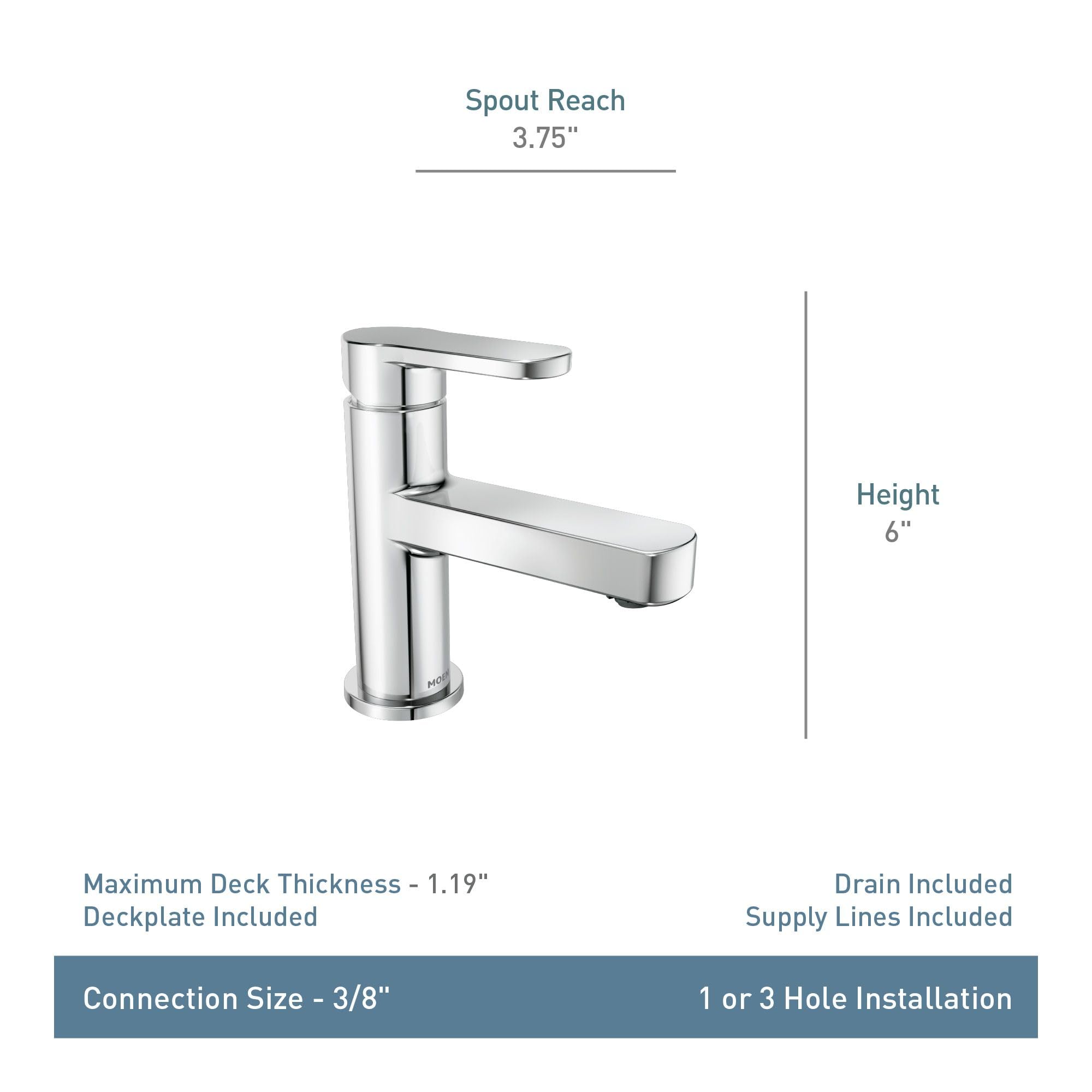 Foto 2 | Grifo Para Lavabo De Baño Moen Laris, Cromado, Monomando 84014 - Venta Internacional.