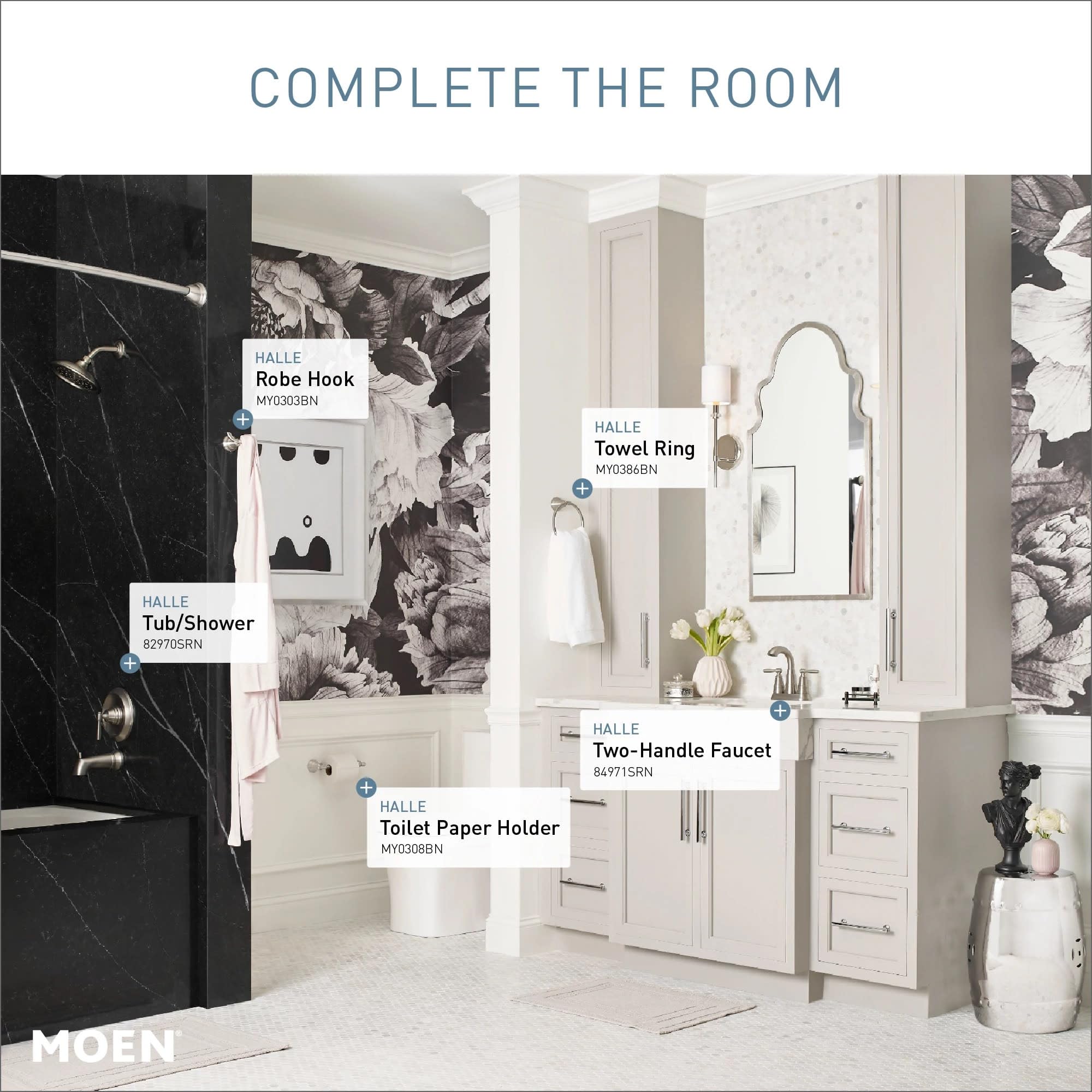 Foto 6 | Kit De Molduras Para Bañera Y Ducha Moen Halle Spot Resist, Níquel Cepillado - Venta Internacional.
