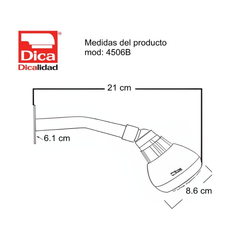 Foto 5 pulgar | Regadera Con Brazo Y Chapetón De Hierro Dica 4506b