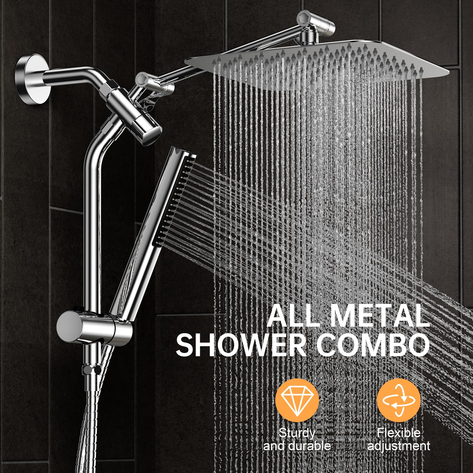 Foto 3 pulgar | Alcachofa De Ducha Veken Luxury Rain De 25 Cm Con Rociador Portátil  Cromado - Venta Internacional.
