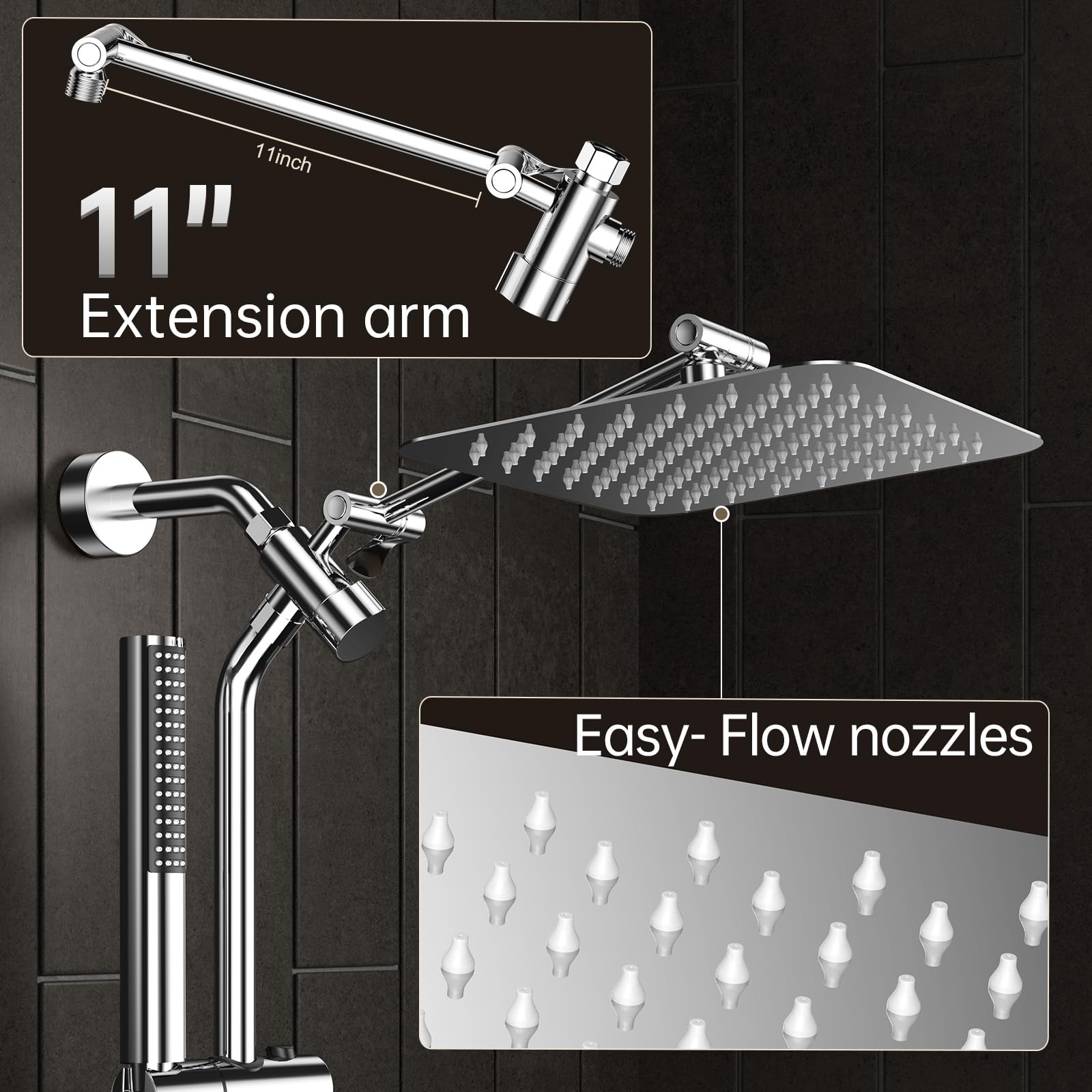 Foto 5 pulgar | Alcachofa De Ducha Veken Luxury Rain De 25 Cm Con Rociador Portátil  Cromado - Venta Internacional.