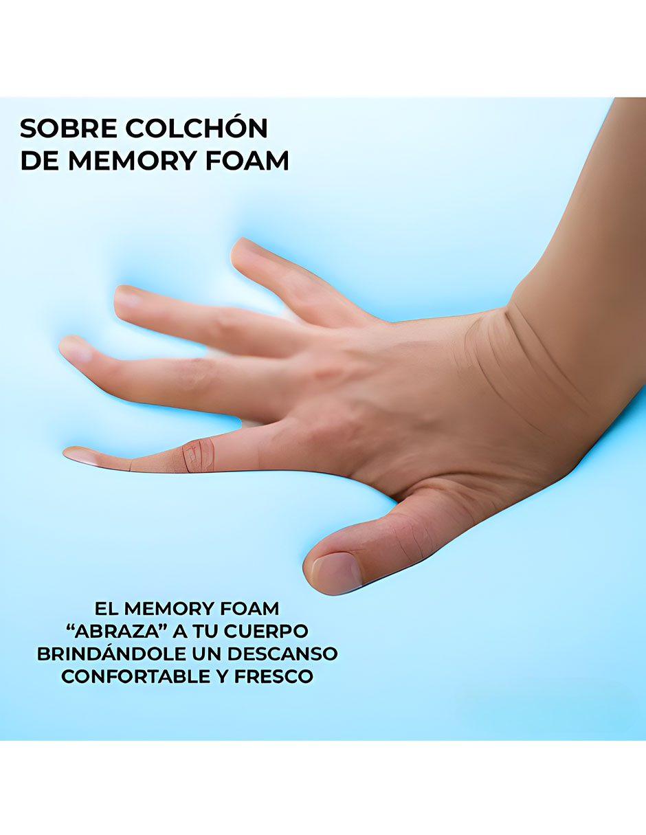 Foto 2 | Colchoneta Memory Foam Matrimonial Wund 5cm Azul Fresca