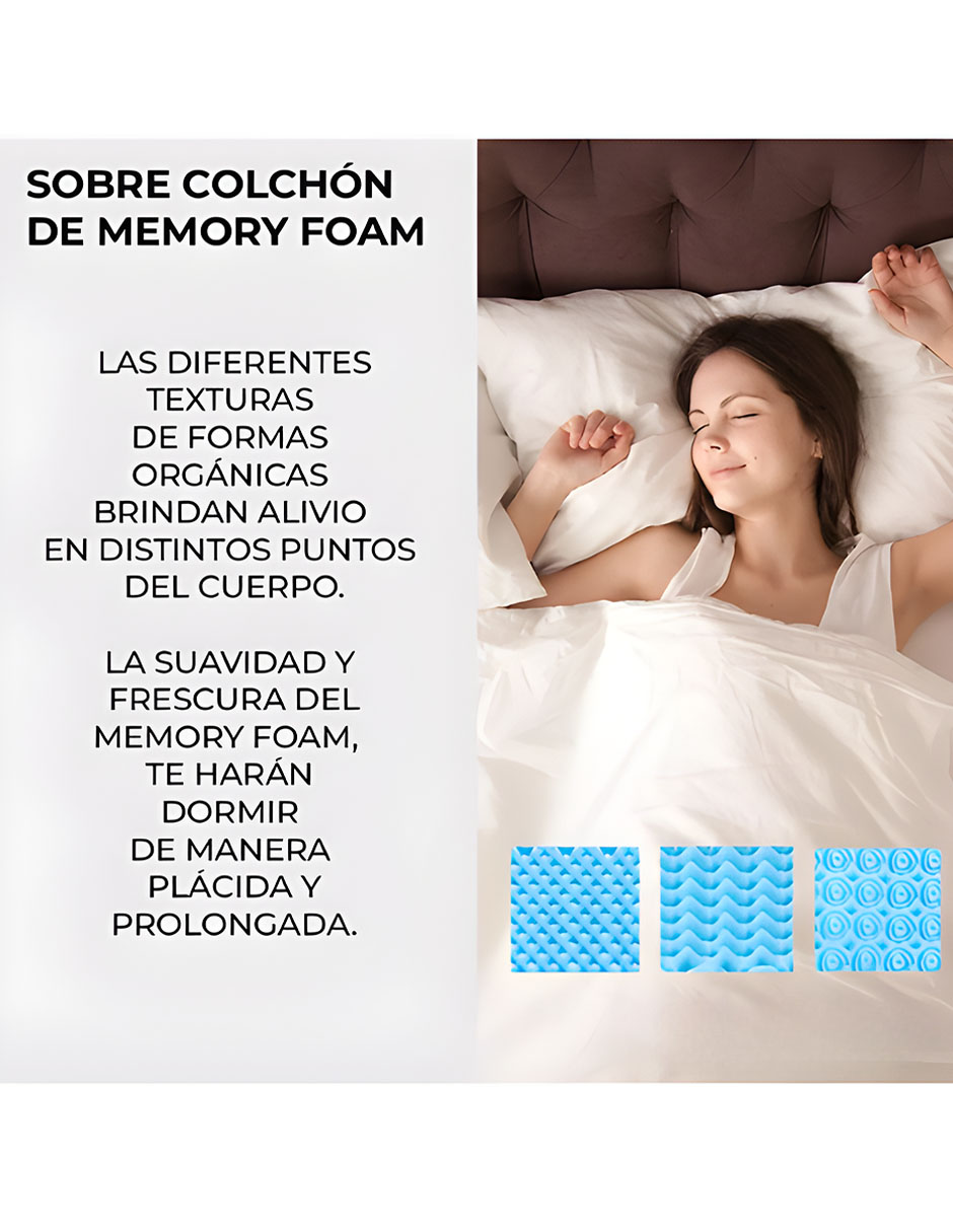 Foto 3 | Colchoneta Memory Foam Matrimonial Wund 5cm Azul Fresca