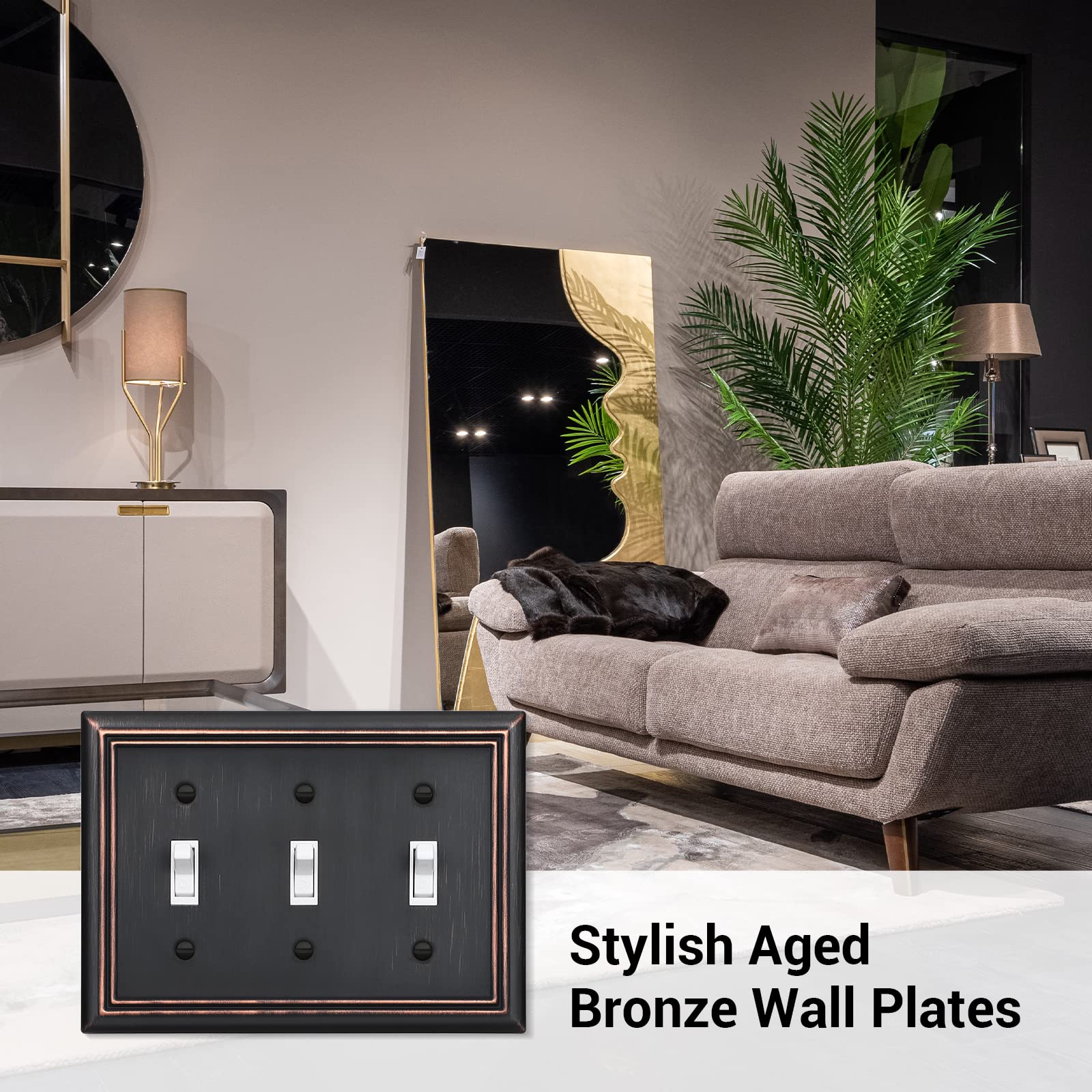 Foto 2 | Placas De Pared De Triple Palanca Dewenwils, Bronce Envejecido, Paquete De 2 - Venta Internacional.