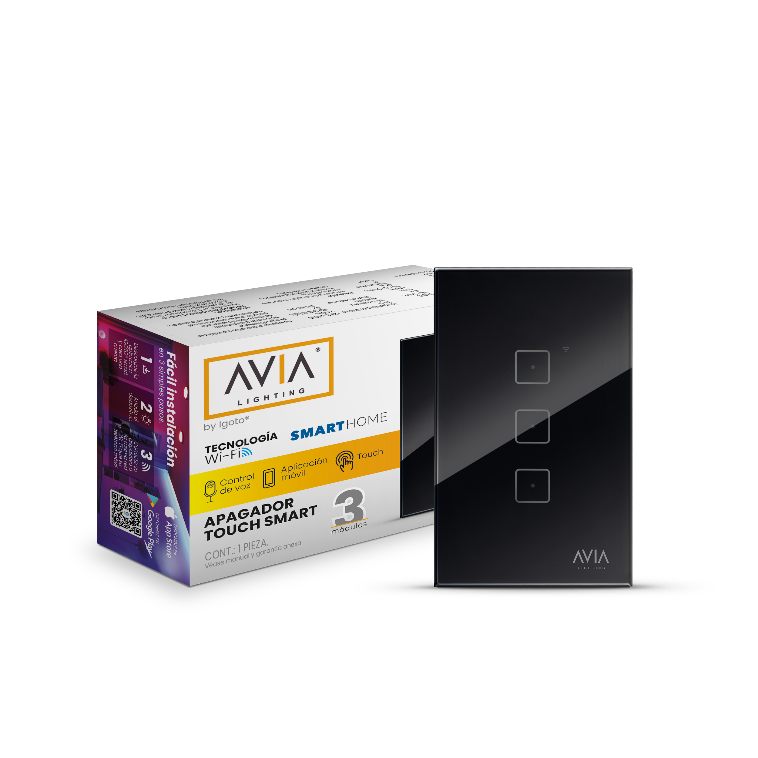 Apagador Smart Home Touch 3 Interruptores Programables Escalera O Sencillo Compatible Con Alexa Y Google Home Negro