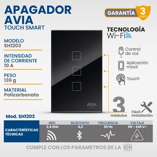 Foto 5 | Apagador Smart Home Touch 3 Interruptores Programables Escalera O Sencillo Compatible Con Alexa Y Google Home Negro
