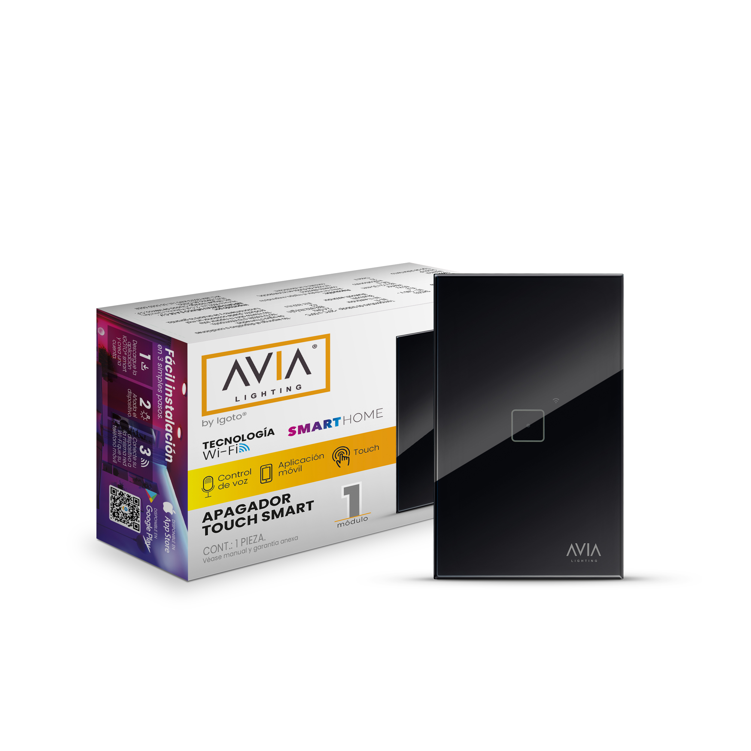 Foto 1 | Apagador Smart Home Touch 1 Interruptor Programable Escalera O Sencillo Compatible Con Alexa Y Google Home Negro