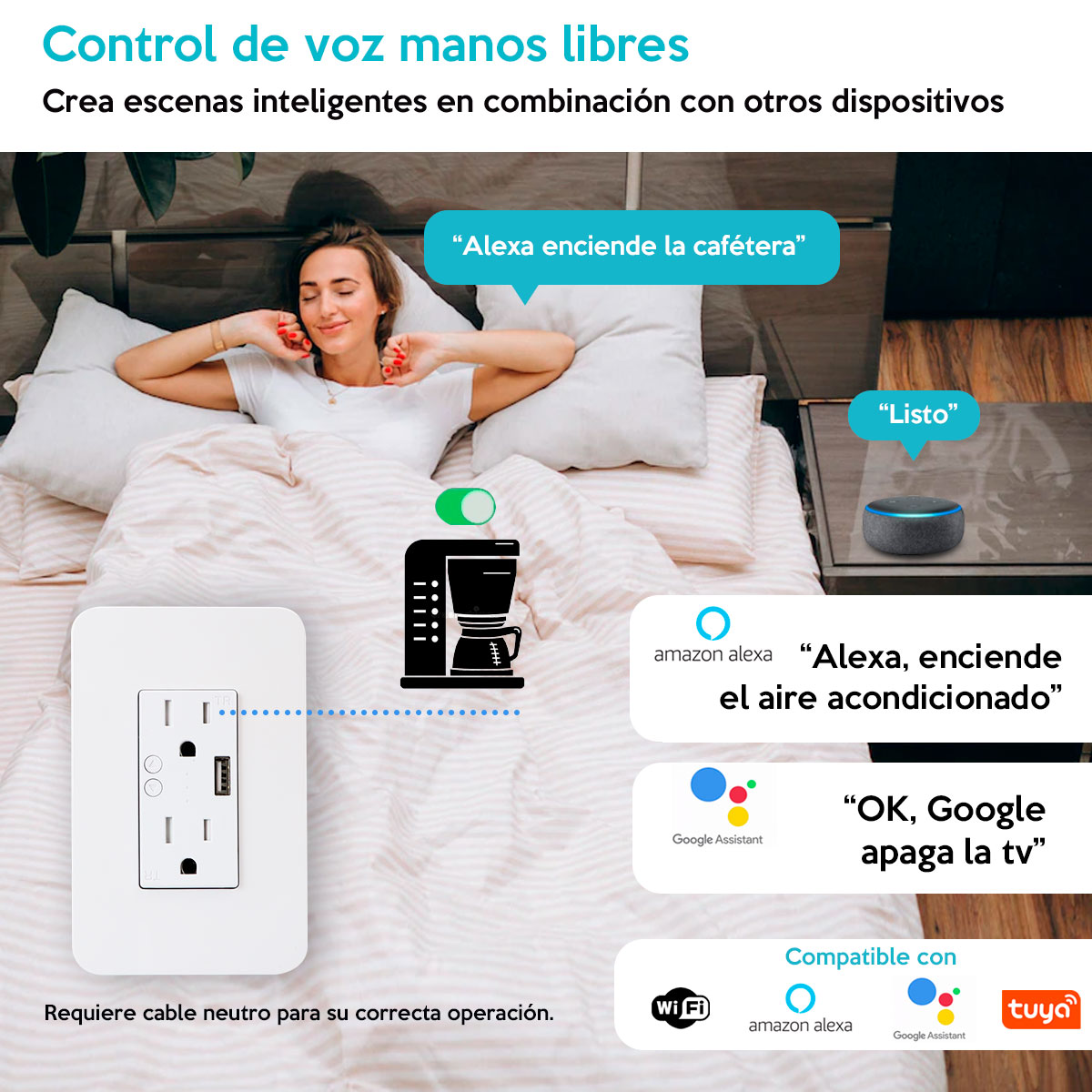 Foto 4 pulgar | Contacto Tomacorriente Wifi 2 Contactos y 1 Puerto USB A60 Duosmart
