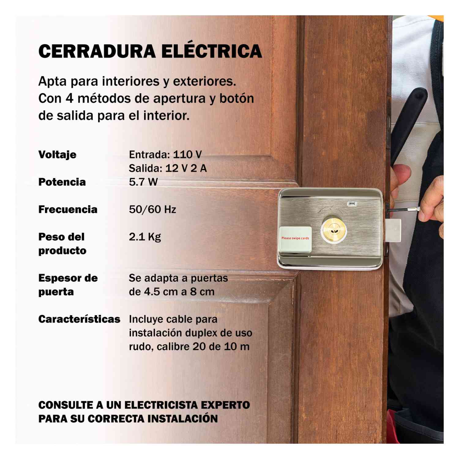 Foto 5 pulgar | Chapa Cerradura Eléctrica con Acceso Inteligente Audiotek Multicolor