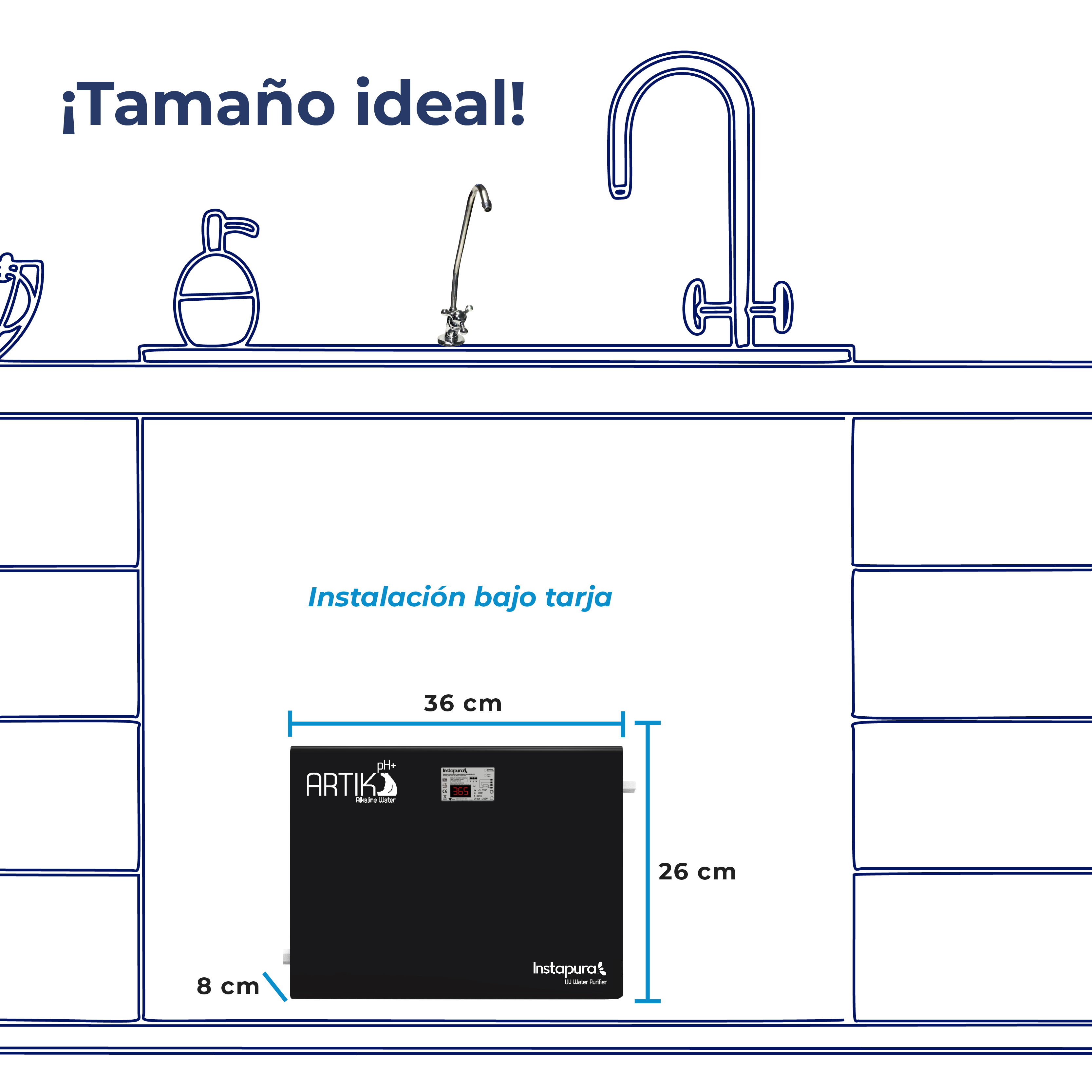 Foto 5 | Purificador de Agua Alcalina Instapura Artik Ph por Medio de Luz UV color Negro