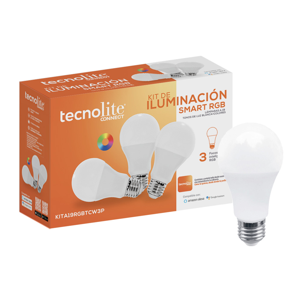 Foto 2 pulgar | Kit De 3 Focos Led Inteligentes Tecnolite Wi-fi 8 W Luz Rgb + Blanca Base E27