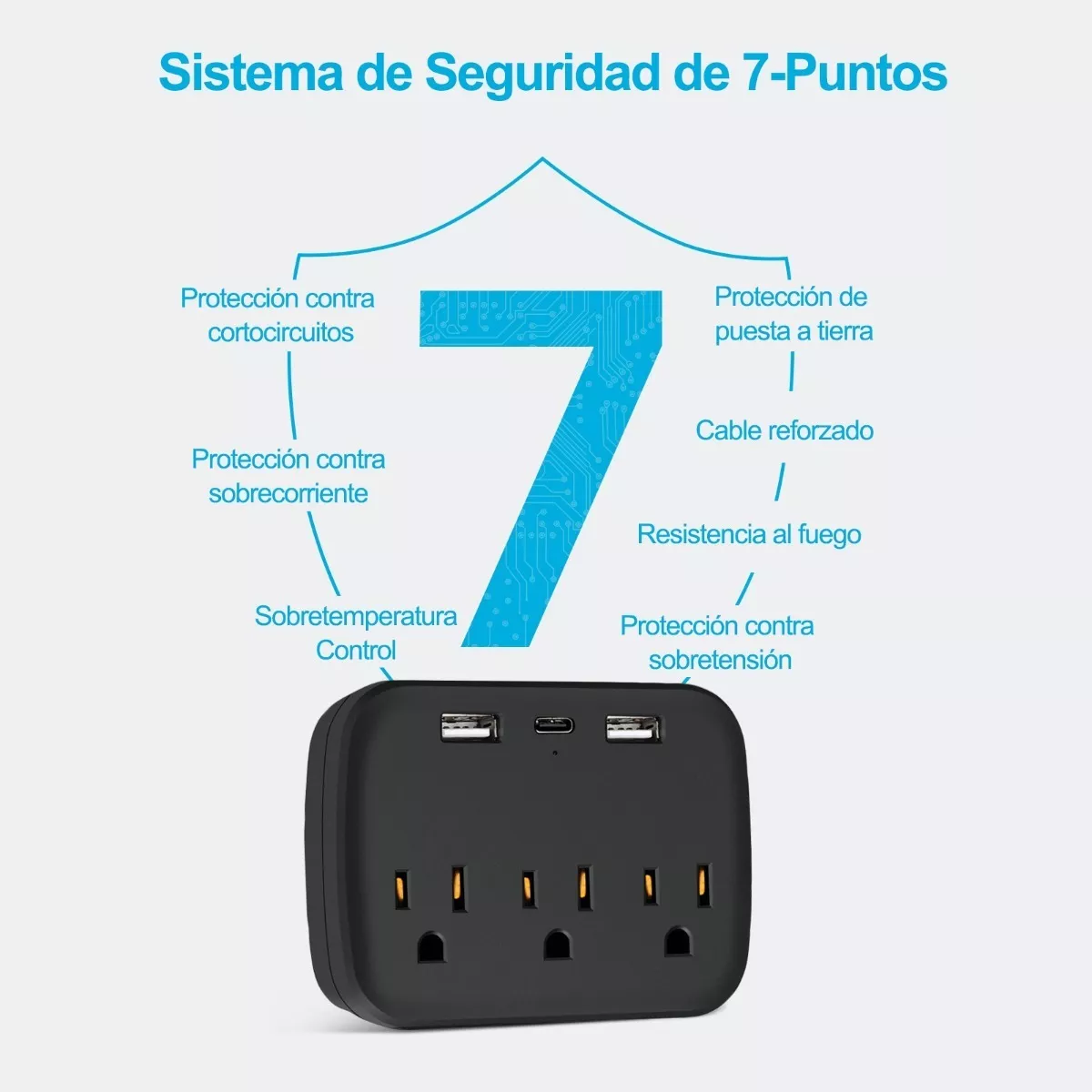 Foto 4 pulgar | Multicontactos con 8 Salidas 3 Usb 1 Tipo C Eo Safe Imports Esi-4498 color Negro