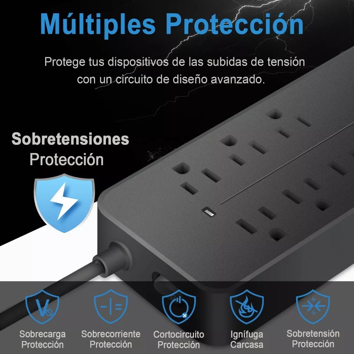 Foto 4 pulgar | Multicontactos con 8 Salidas 3 Usb 1 Tipo C Eo Safe Imports Esi-4496 color Negro