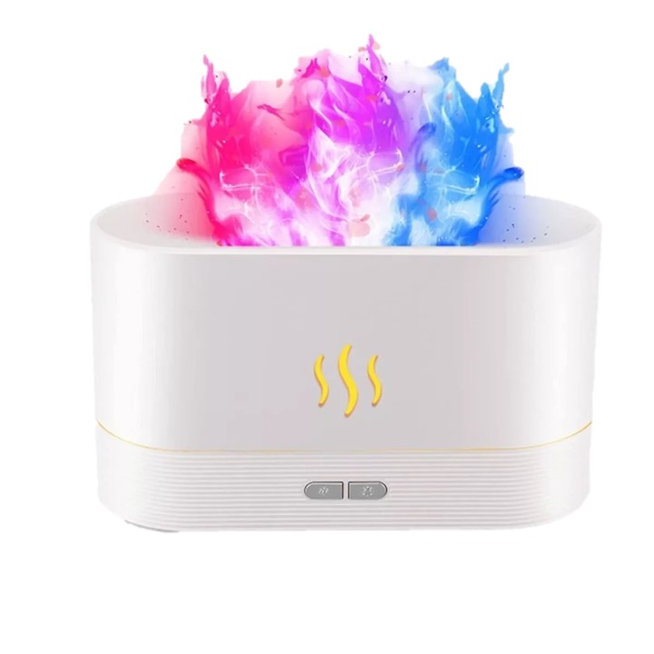 Difusor Humidificador Petukita Box Blanco Con Luz Led Efecto Llama