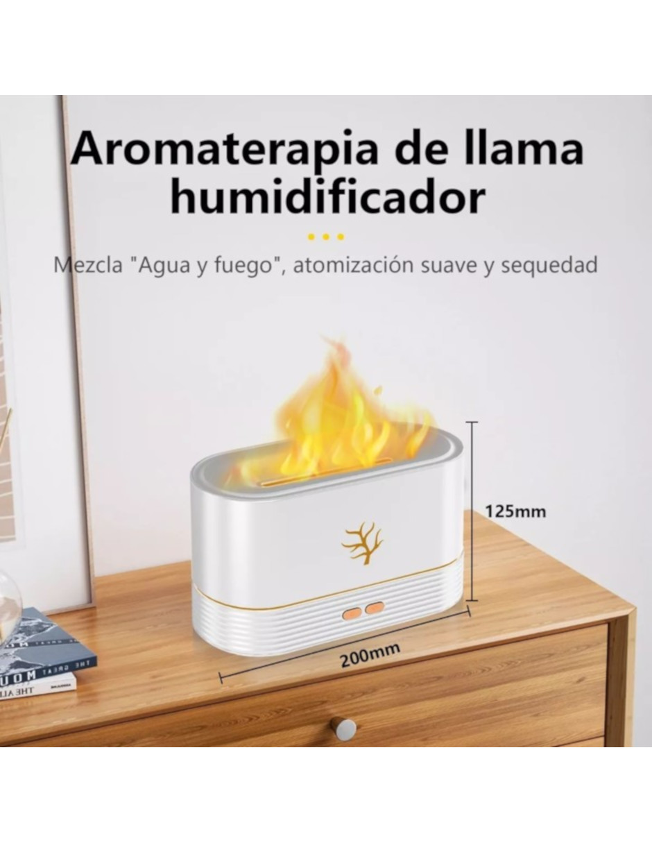 Foto 6 pulgar | Difusor Humidificador Petukita Box Blanco Con Luz Led Efecto Llama