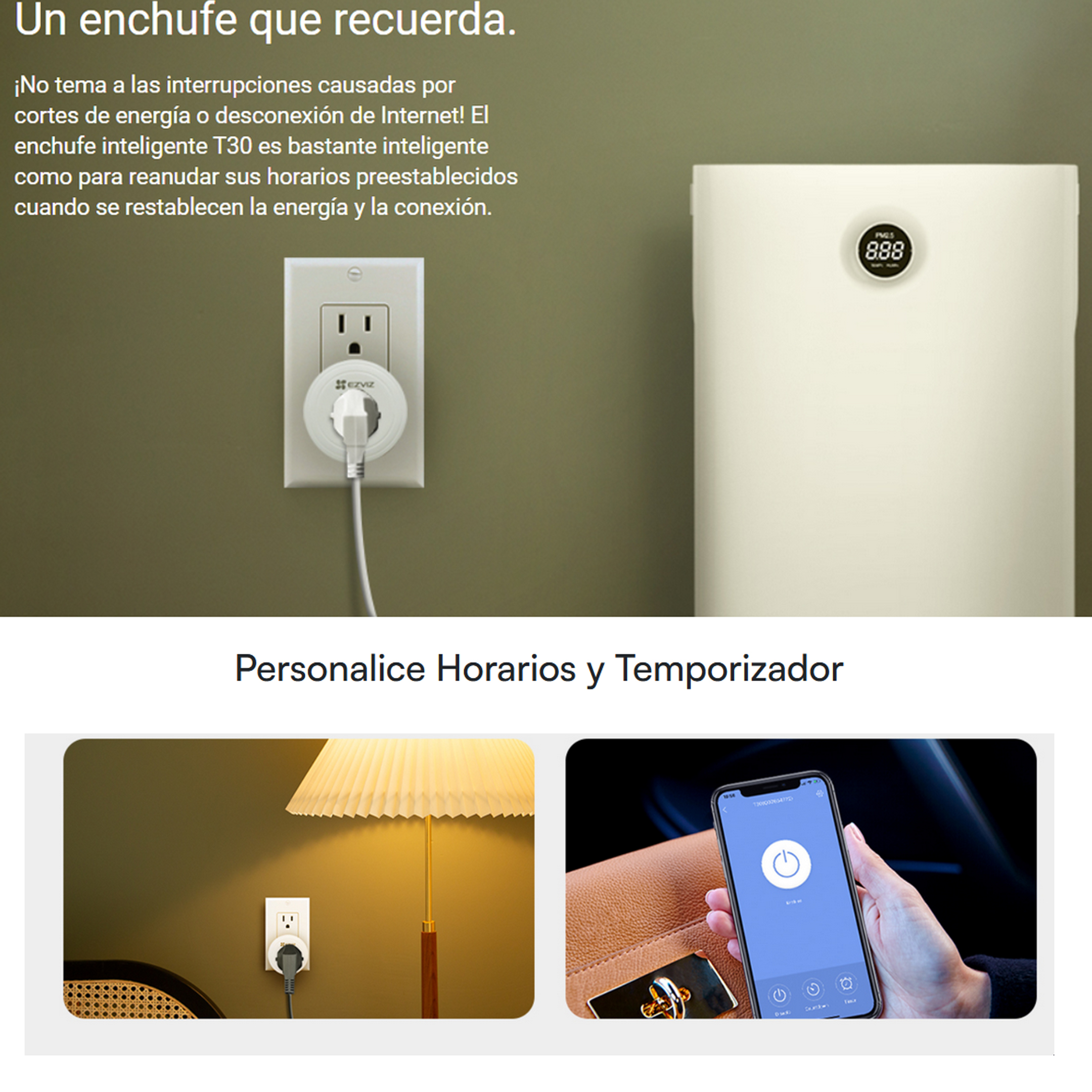 Foto 5 pulgar | Enchufe Inteligente EZVIZ T30 color Blanco Wifi Kit 4 Piezas Compatible Asistente de Google y Alexa