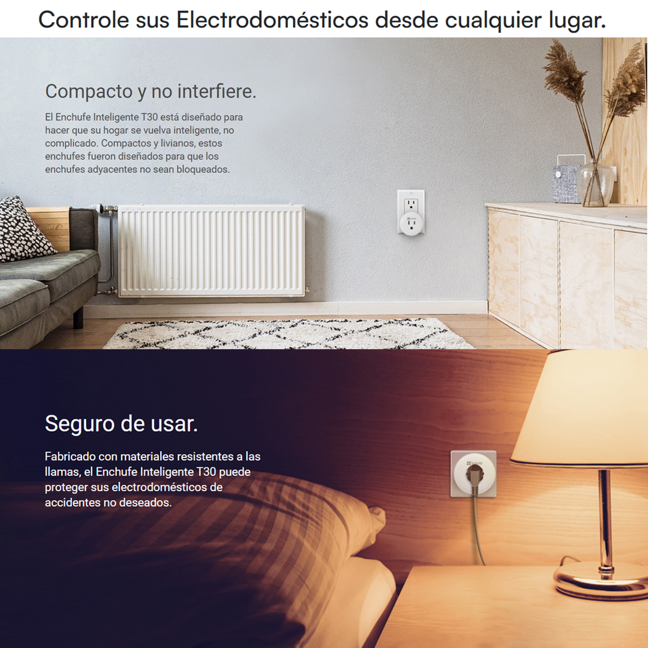 Foto 5 | Enchufe Inteligente EZVIZ T30 color Blanco Wifi Kit 4 Piezas Compatible Asistente de Google y Alexa