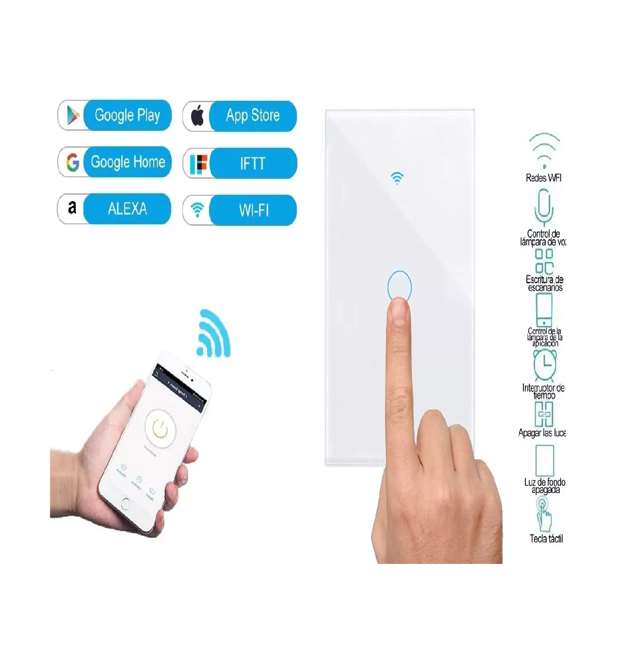 Foto 3 | Interruptor de Luz de Pared Inteligente Wifi 1 Vías BELUG Blanco