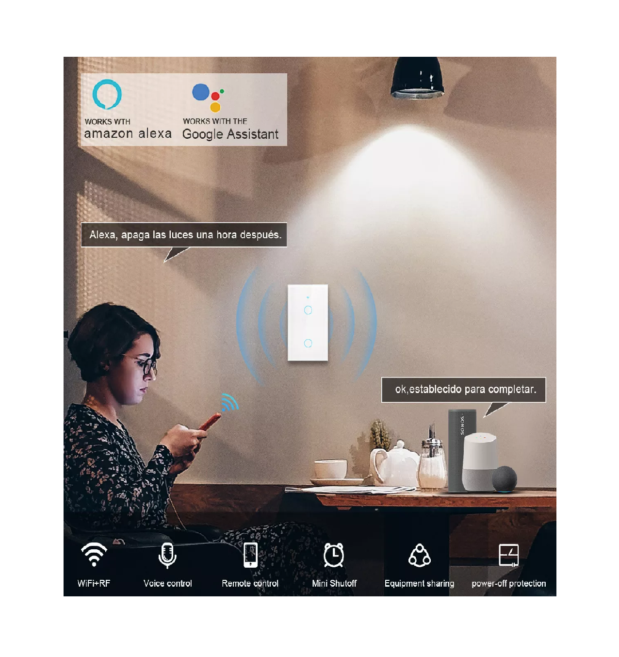 Foto 4 | Interruptor Inteligente Belug Blanco Wi-Fi 1 Vía Sin Neutro