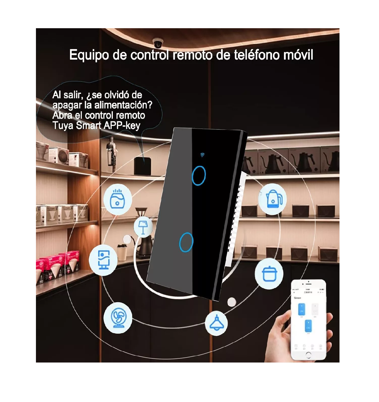 Foto 4 | Interruptor Inteligente de Luz para Pared Wifi 2 Vías color Negro