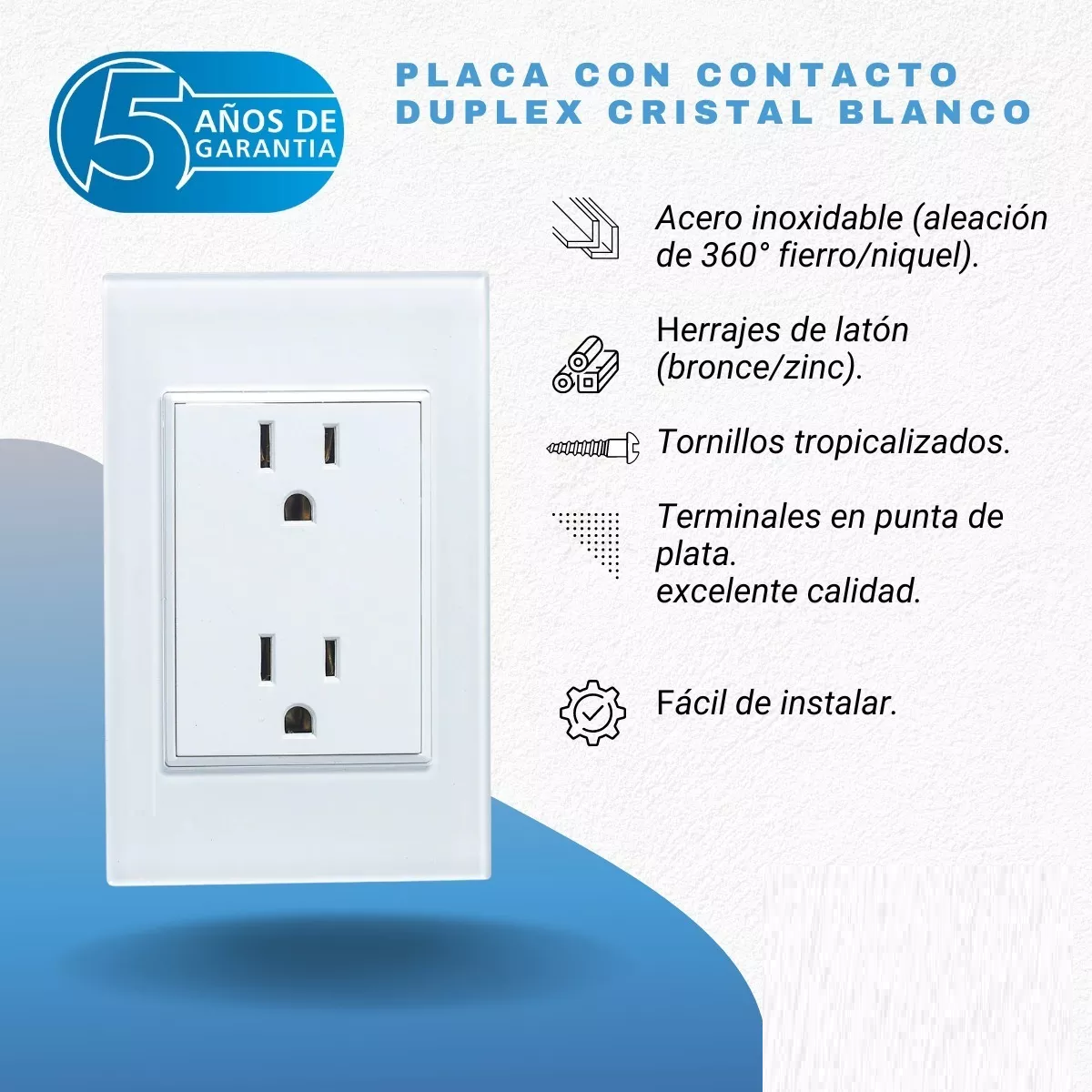 Foto 3 pulgar | Set 3 Placas Con Contacto Duplex Cristal Eo Safe Imports Esi-9672 Blanco