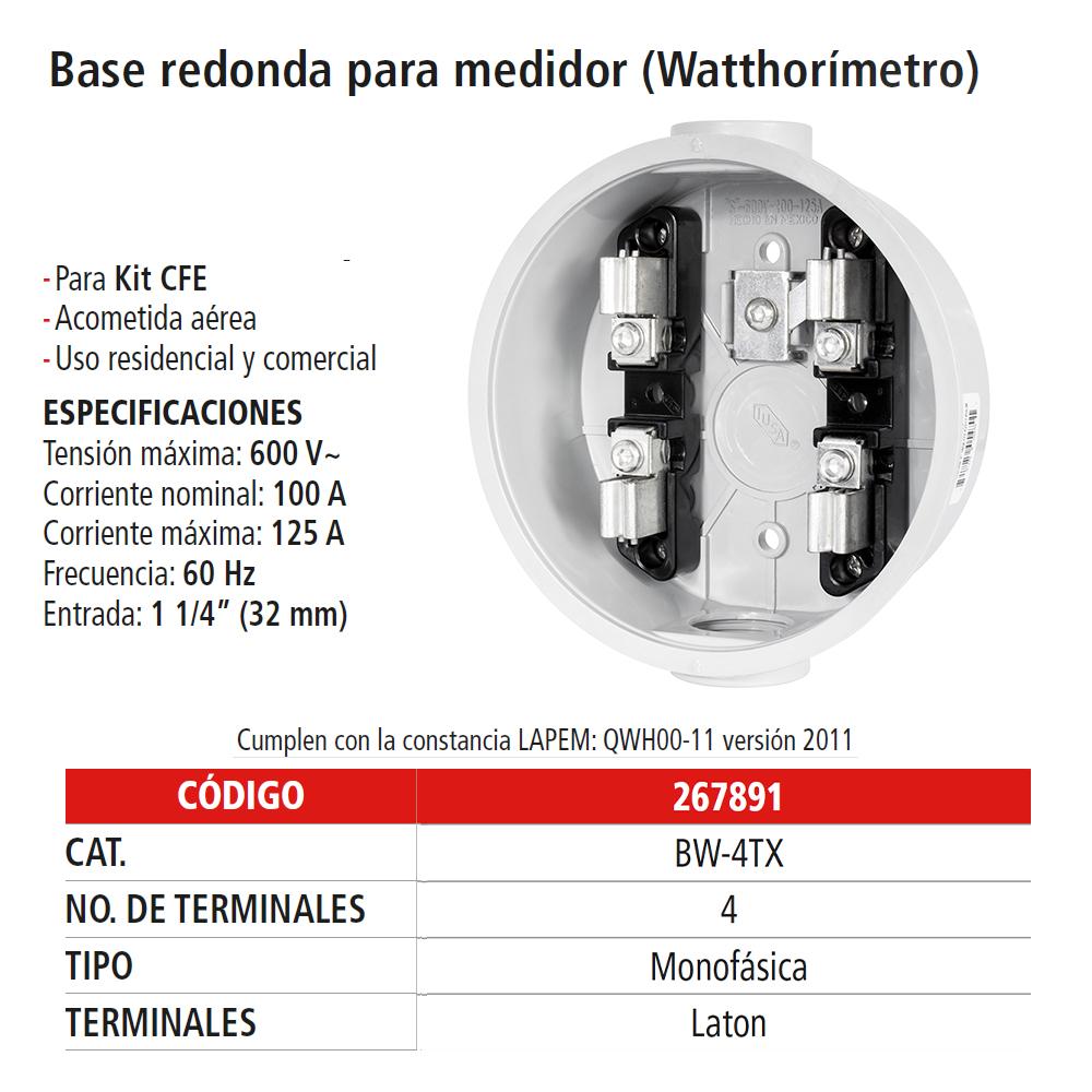 Foto 3 pulgar | Base Para Medidor 4 Policarbonato Espec Iusa