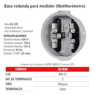 Foto 5 | Base Para Medidor 5 Aluminio Espec Iusa