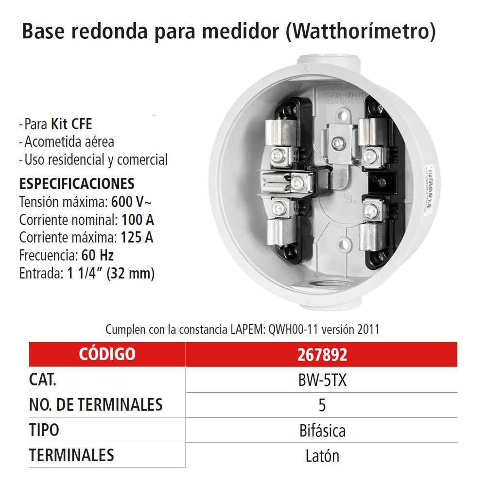 Foto 3 pulgar | Base Para Medidor 5 Policarbonato Espec Iusa