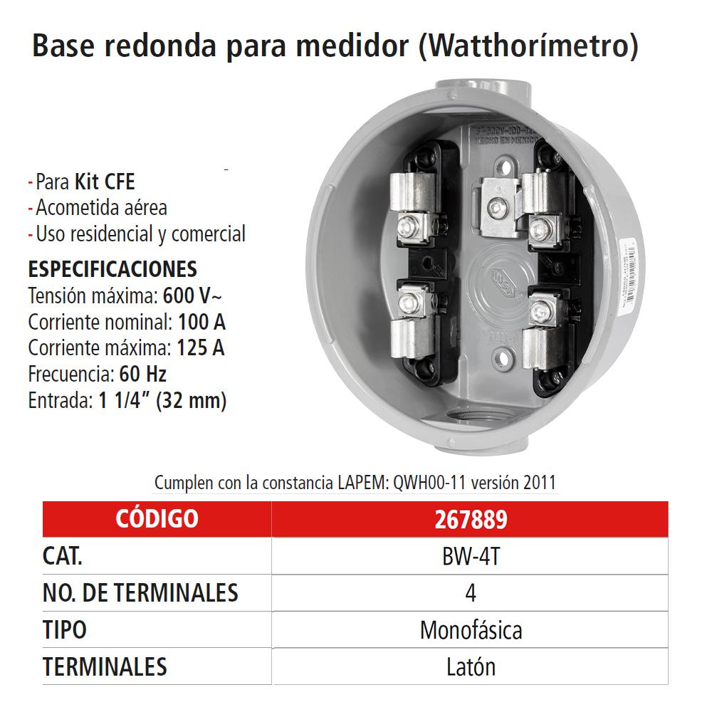 Foto 3 pulgar | Base Para Medidor 4 Aluminio Espec Iusa