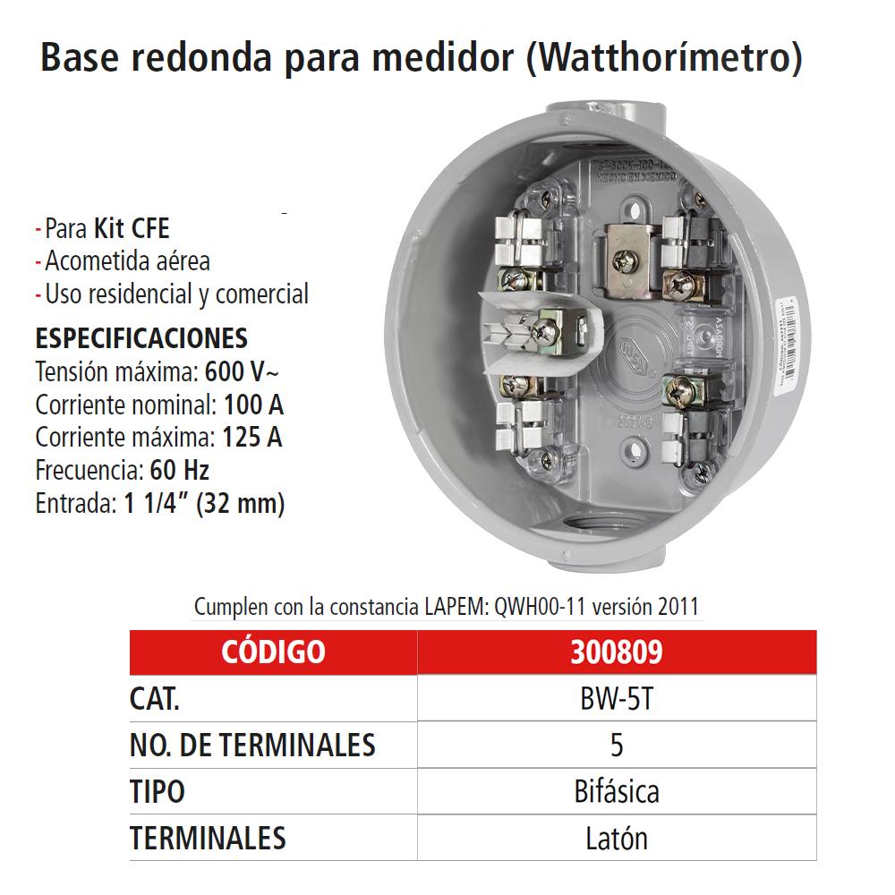 Foto 4 pulgar | Base Medidor De Luz, 5 Terminales De Latón