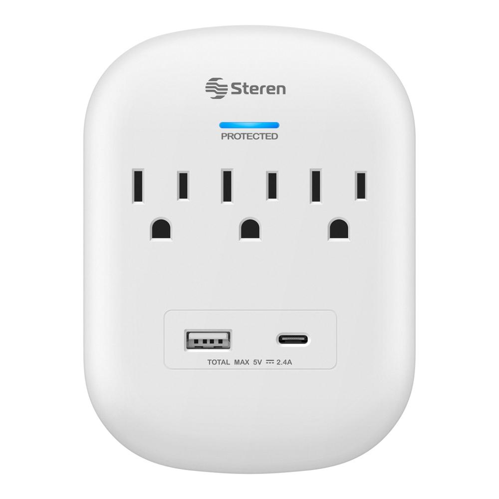 Foto 1 | Multicontacto de Pared con Supresor de Picos y Cargadores USB