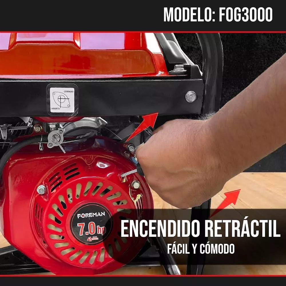 Foto 3 pulgar | Generador Portátil A Gasolina 3000w Bifásico 110v/220v