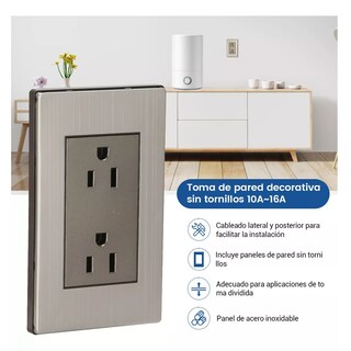 Foto 2 | Kit De 10pzs Acero Inoxidable Placas Con Contacto Dúplex Eo Safe Imports Esi-18291 Plata