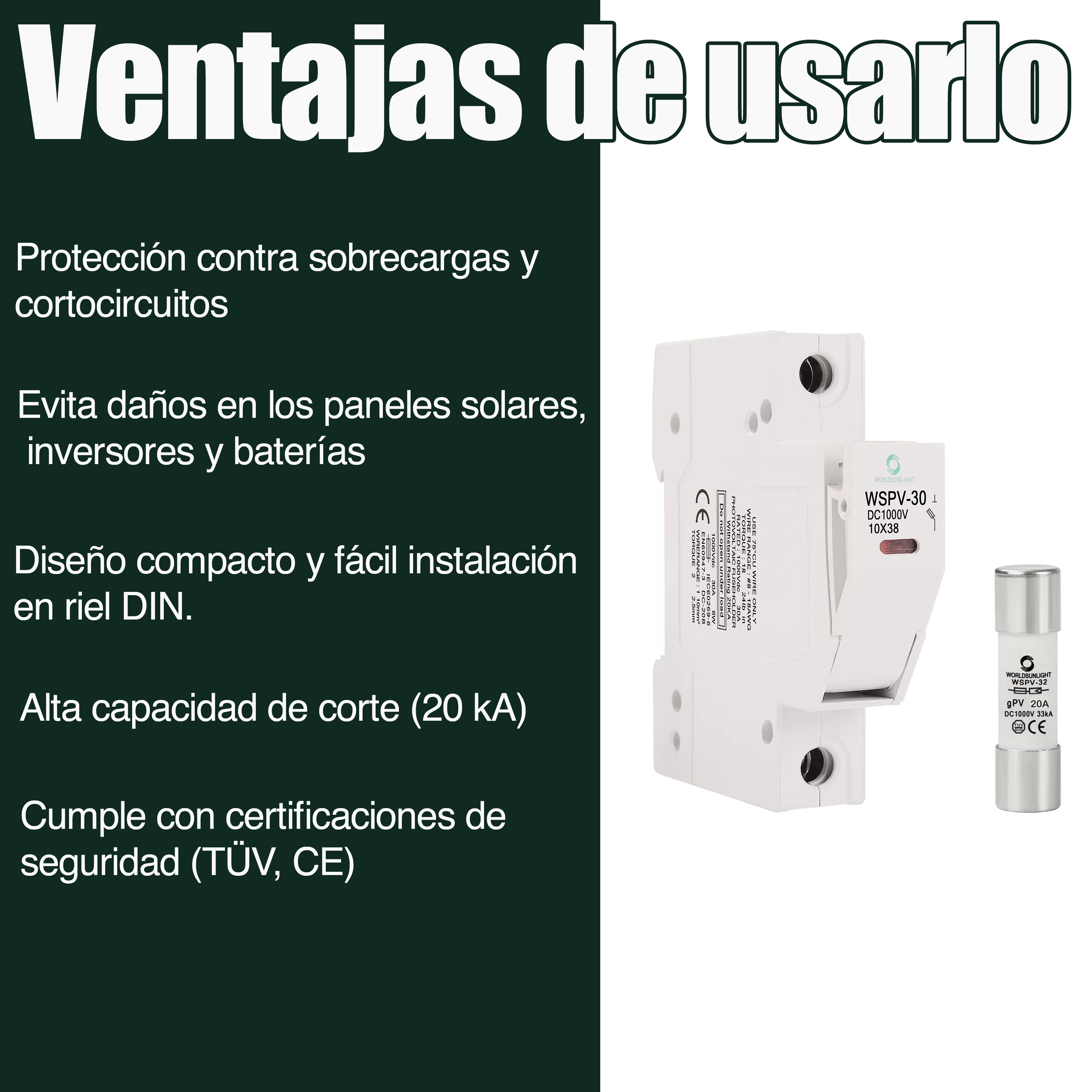 Foto 3 pulgar | Portafusible Con Fusible Panel Solar 1000vcd Riel Din Pack 4