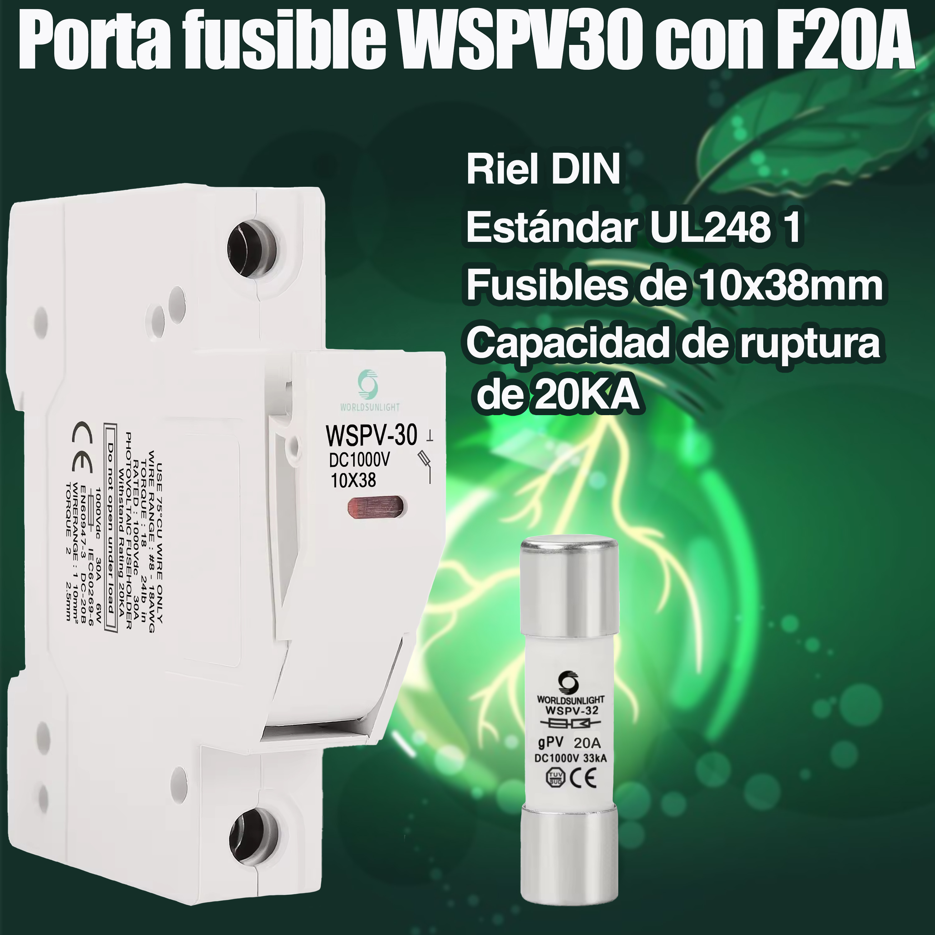Foto 4 pulgar | Portafusible Con Fusible Panel Solar 1000vcd Riel Din Pack 4
