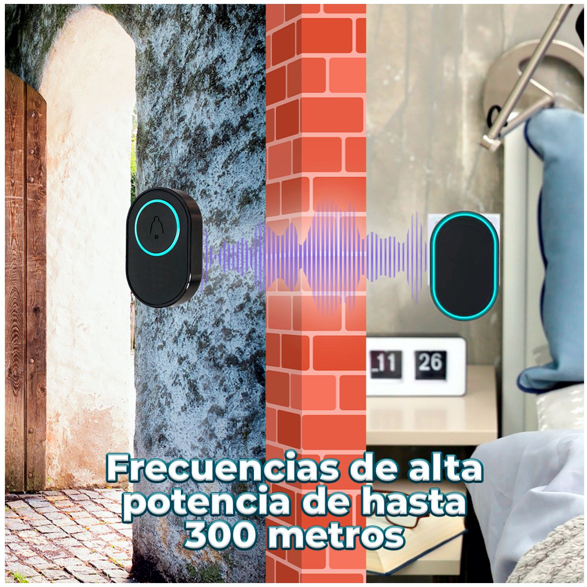 Foto 6 pulgar | Timbre Inalámbrico 39 Melodías 2 Botones Impermeables Elegate