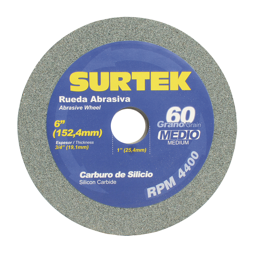 Foto 1 | Rueda Abrasiva De Carburo De Silicio Grano 60, 6'' X 3/4'' Surtek